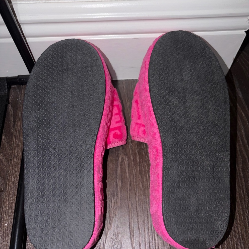 Versace Bright Pink Velvet Medusa Platform Slide with Gold Logo - Picture 6 of 6